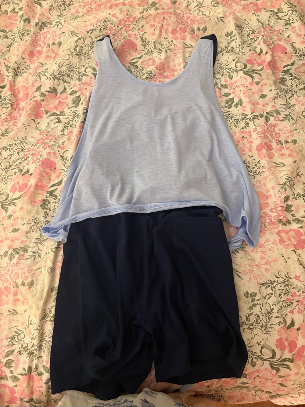 FP Movement by Free People Light Blue and Navy Two-Tone Jumpsuit Romper